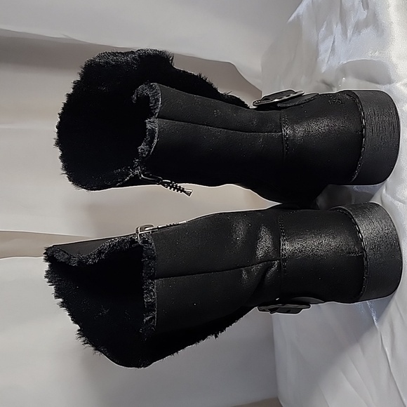 NIB- Blowfish Malibu Kids Black Fur Lined Microsuede Boots - Picture 5 of 11